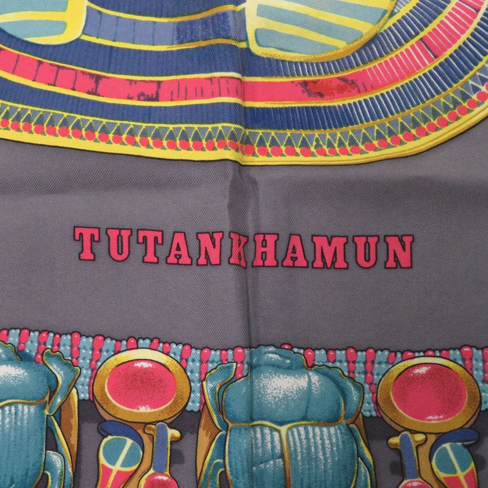 エルメス カレ90 ツタンカーメン シルク グレー スカーフ 0123 HERMES