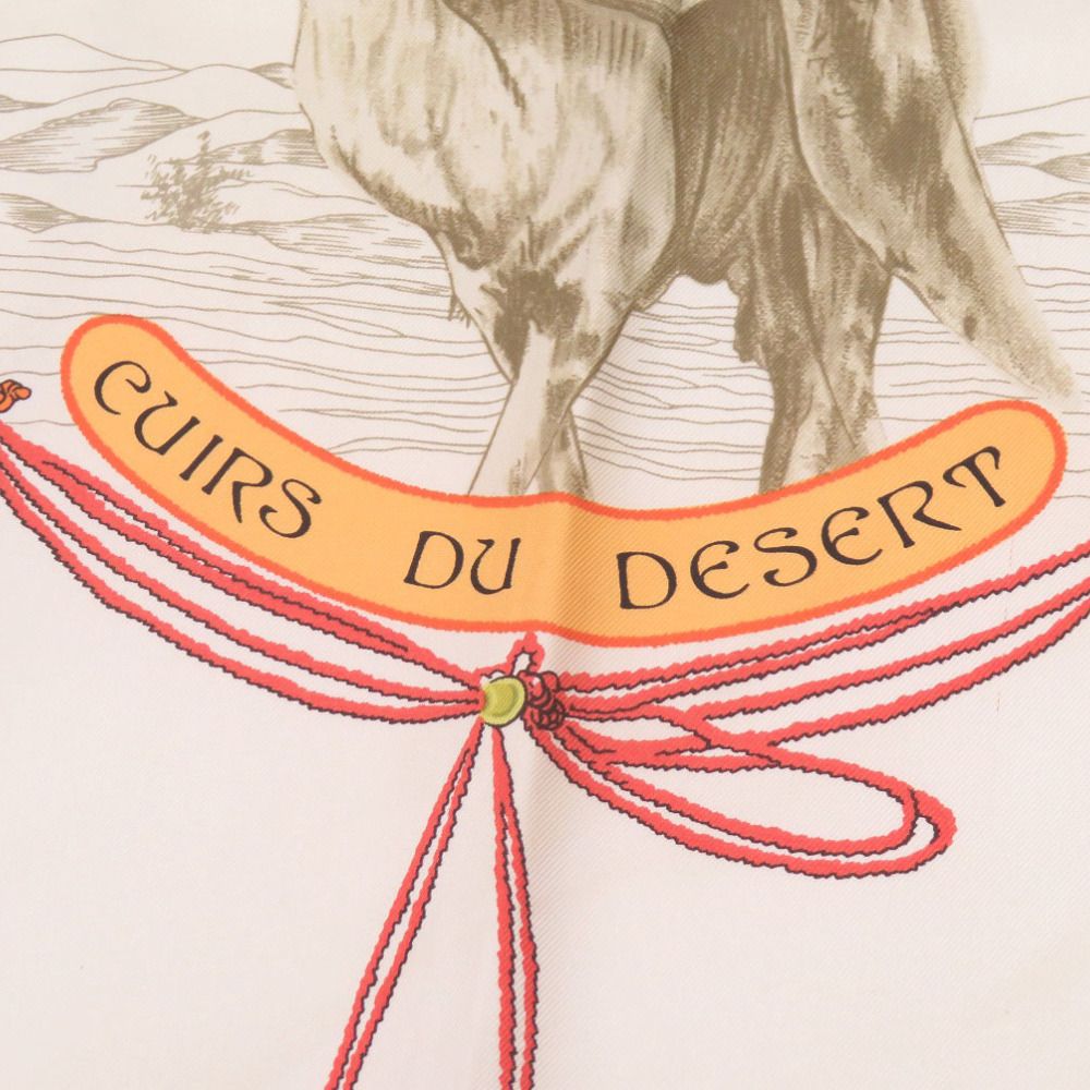 エルメス カレ90 CUIRS DU DESERT 砂漠の革飾り シルク ベージュ スカーフ 0103 HERMES