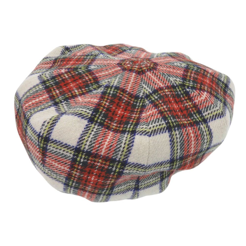 グッチ チェック 432172 ウール ポリエステル レッド ベレー帽 帽子 0710 GUCCI