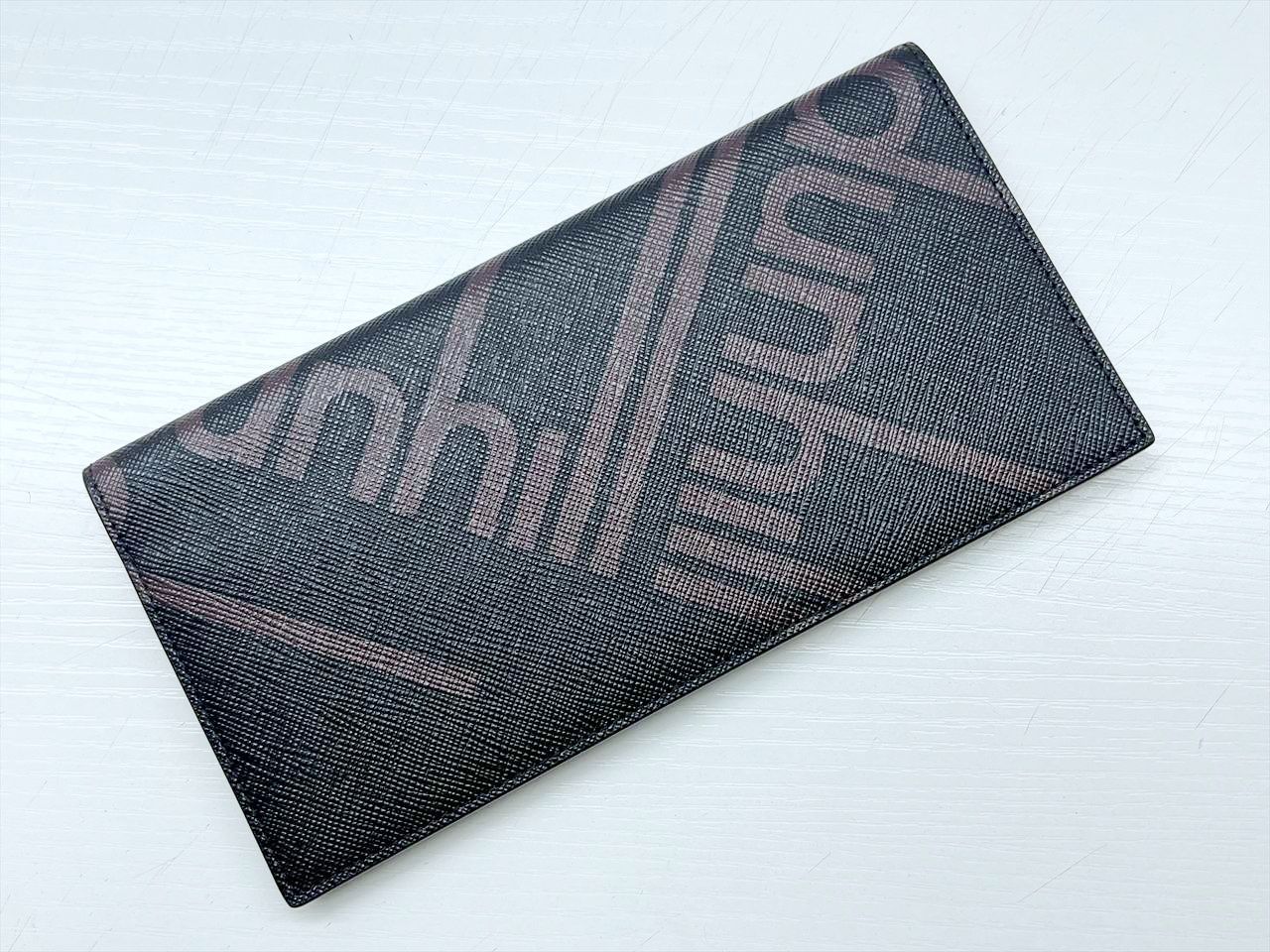 保管 Dunhill ダンヒル ラゲッジキャンバス ロゴ 二つ折り長財布 長札入れ 小銭入れなし カードケース