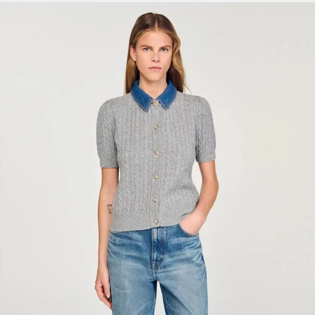 サンドロ 24 デニムカラ カーディガン 1