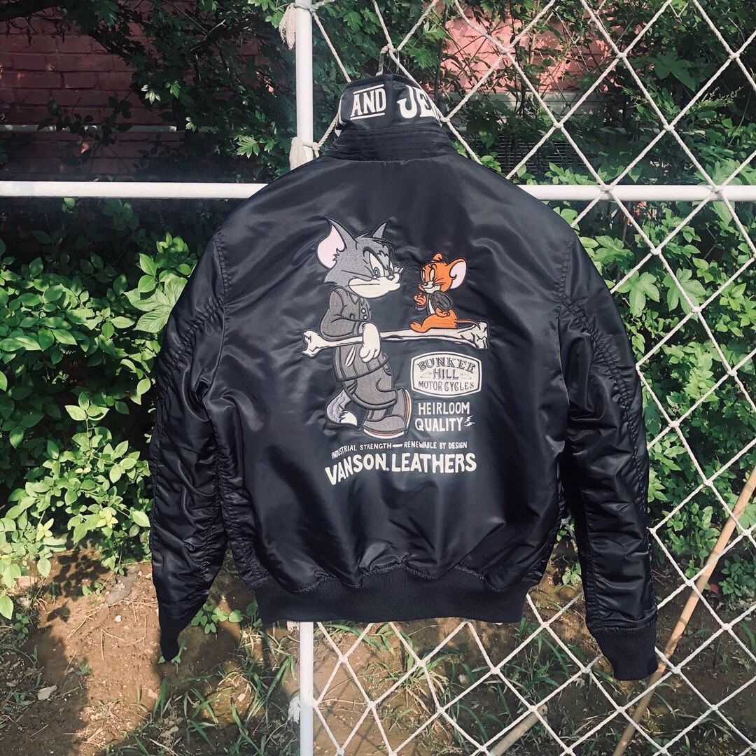 h G03 猫と老鼠 Vanson フライトジャケット|翻领|復古棉入り|男女兼用|トムとジェリー|美式ヴィンテージ 秋冬アウター