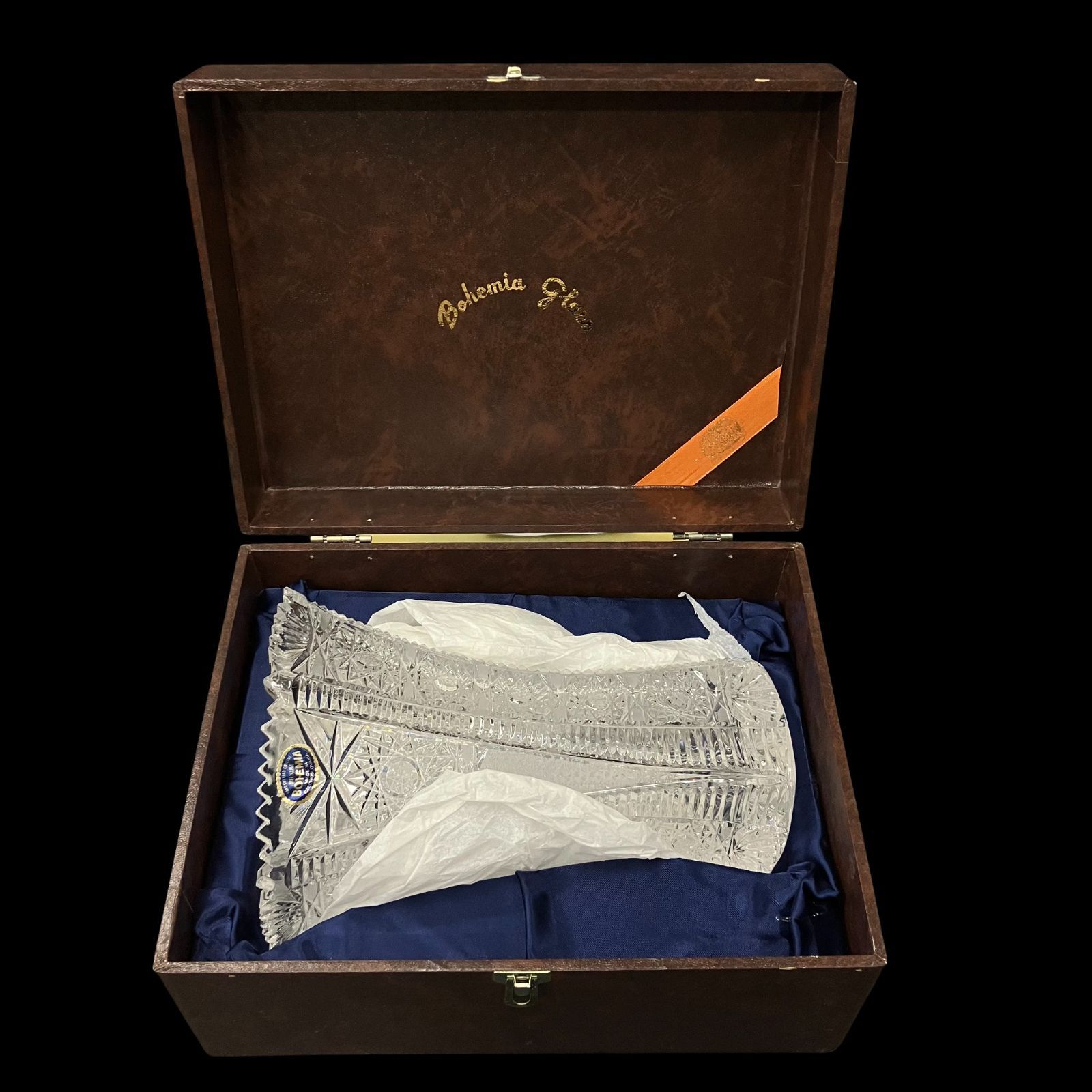 Bohemia Glass クリスタル 花瓶 チェコスロバキア製 専用ケース付き