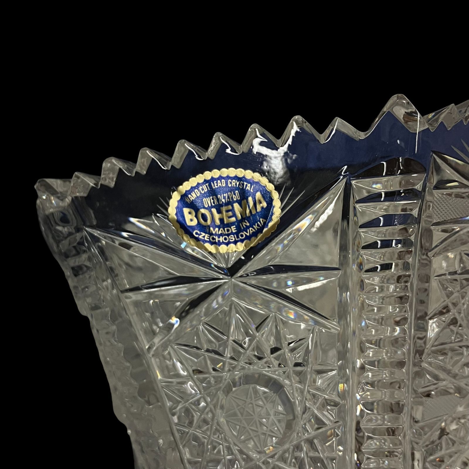 Bohemia Glass クリスタル 花瓶 チェコスロバキア製 専用ケース付き