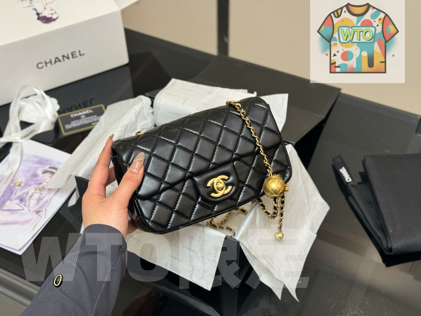今日 Chanel G Ball Square Flap Bag ゴールドボール スクエアバッグ-WT0輸入