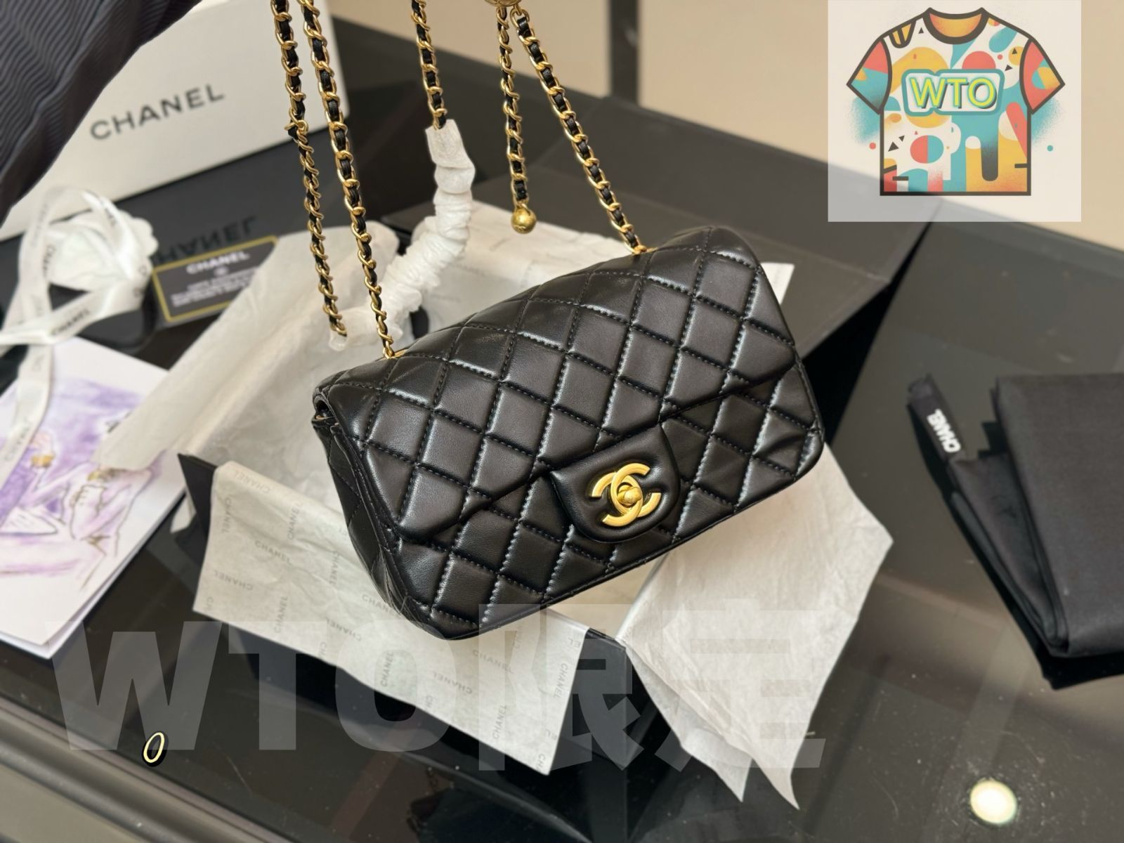 今日 Chanel G Ball Square Flap Bag ゴールドボール スクエアバッグ-WT0輸入