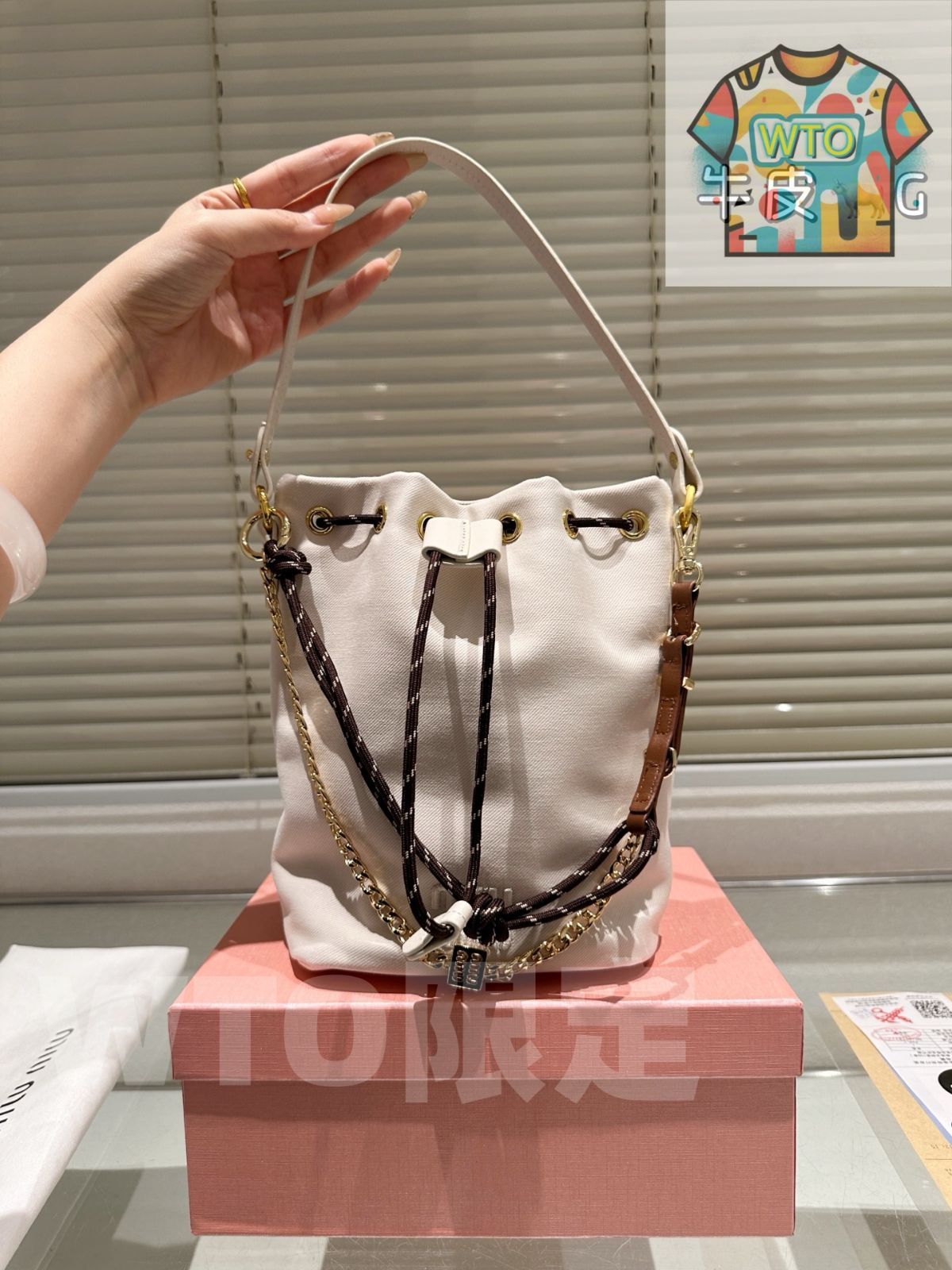 繊細な響きの 今日 Miumiu Bucket Bag オリジナル布 ミュウミュウ バケットバッグ オリジナルファブリック -WT0輸入 品質保証で、高速配送！