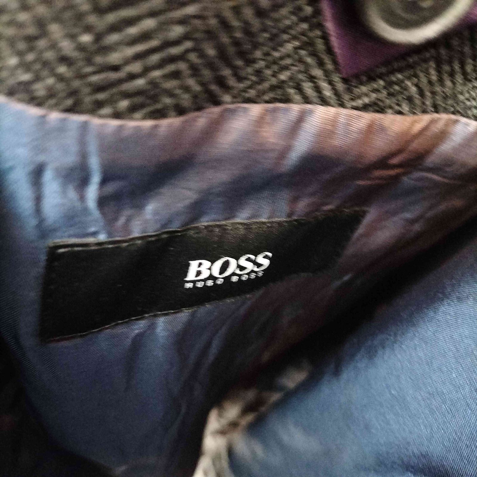 ヒューゴボス HUGO BOSS ウールナイロン混紡 ヘリンボーンチェスター