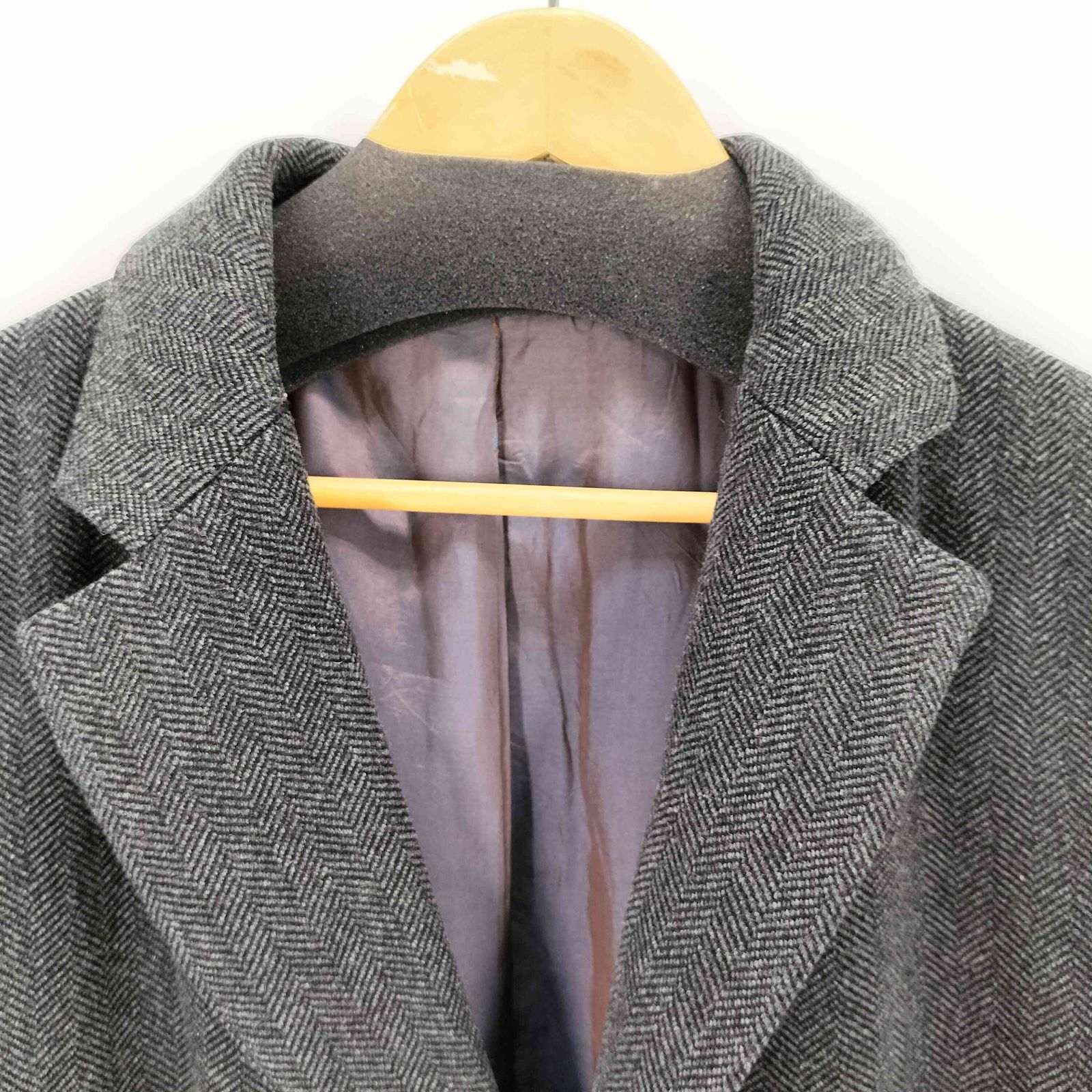 美品 HUGO BOSS ヘリンボーン チェスターコート ダブル ウール 46 ヒューゴボス HUGO BOSS ウールナイロン混紡 ヘリンボーンチェスター