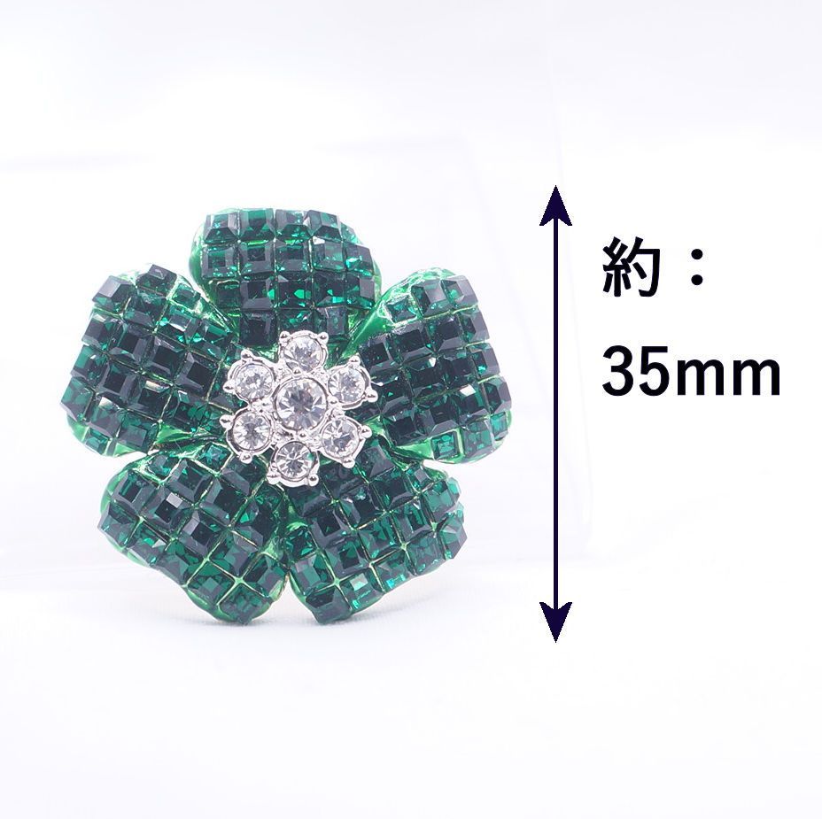 ミステリアセッティング風 ブローチ グリーン色