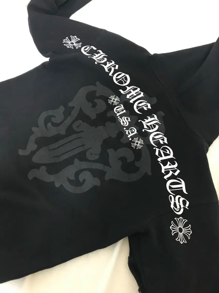 クロムハーツ USA バックプリント ジップアップ フード ブラック S