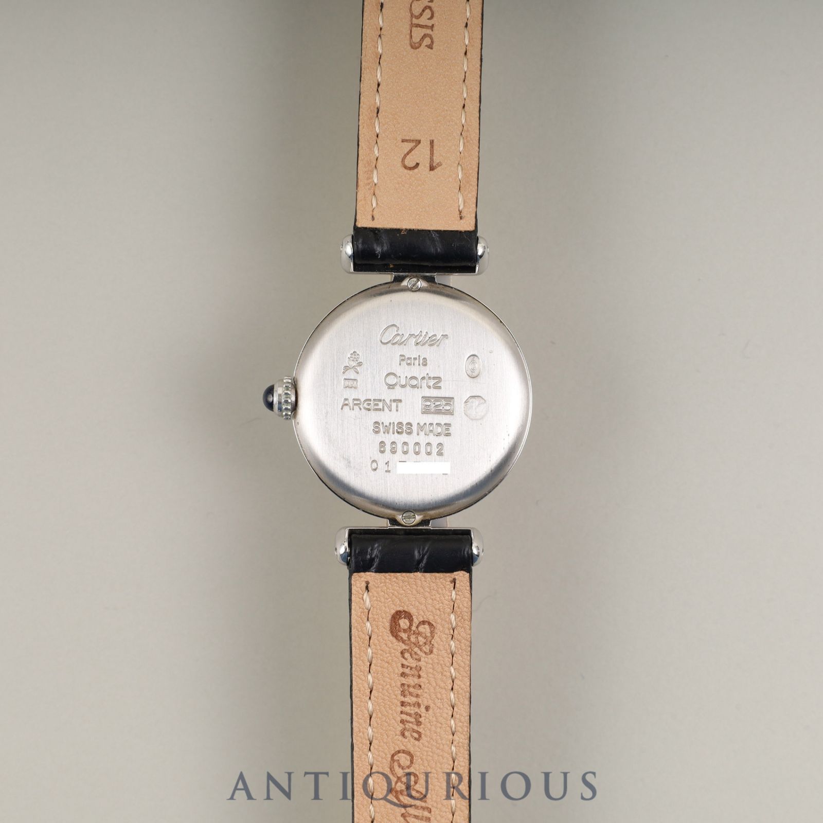  カルティエ マストコリゼ 690002 クォーツ Cal 90 06 SV 925 革 Dバックル SS ホワイトローマン文字盤 箱 冊子 保証書 1995年 オーバーホール済み 腕時計(クォーツ) 腕時計(アナログ)