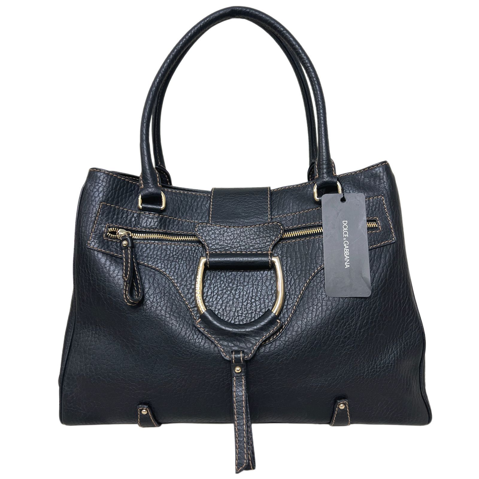 DOLCE-GABBANA ドルチェ＆ガッバーナ バッグ レザー ショルダー 肩掛け ブラック GP金具 トート