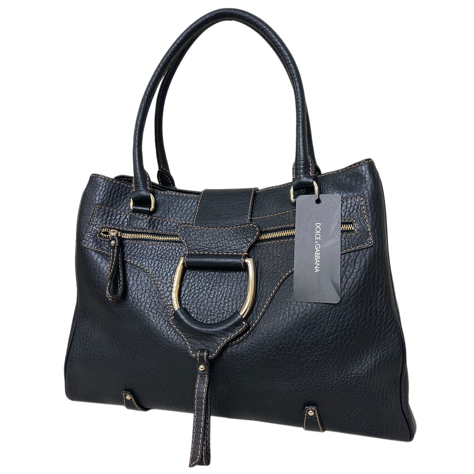 DOLCE-GABBANA ドルチェ＆ガッバーナ バッグ レザー ショルダー 肩掛け ブラック GP金具 トート