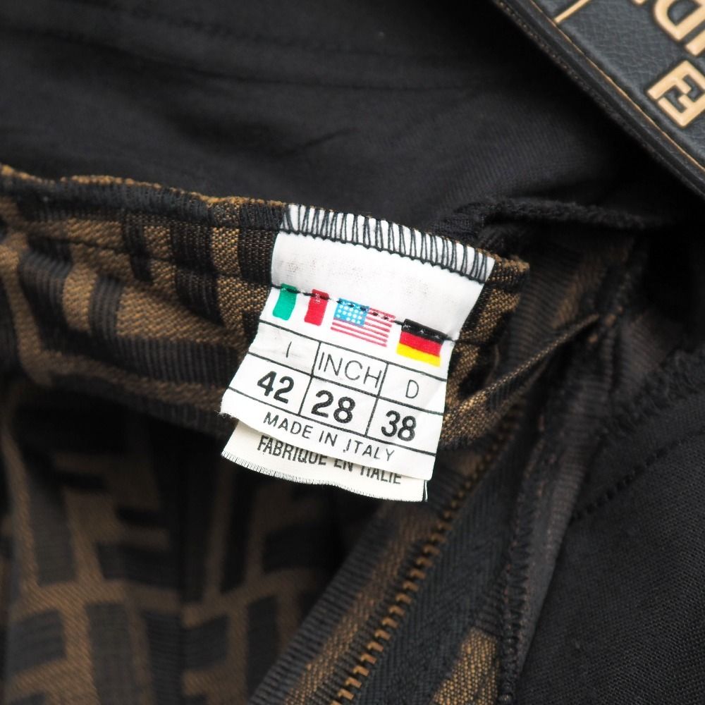  FENDI フェンディ ヴィンテージ パンツ サイズ42 ズッカ柄 FF ダブルF ジャガード ロゴボタン テーパード ブランド古着 RA 6525 その他 パンツ