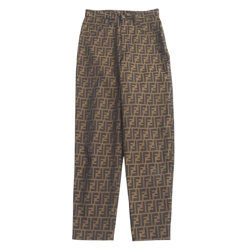 FENDI フェンディ ヴィンテージ パンツ サイズ42 ズッカ柄 FF ダブルF ジャガード ロゴボタン テーパード ブランド古着 20251114 RA6525