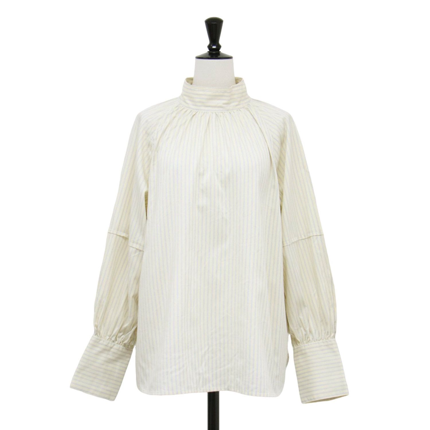 MACPHEE マカフィー ブラウス ライトイエロー系 サイズ:36(9号) | 24秋冬 ブラッシュドコットン ツイル ハイネック ブラウス / シャツ | 長袖 ギャザー | トップス【レディース】【中古】【K4634】 MACPHEE マカフィー ブラウス ライトイエロー系 サイズ:36(9号) | 24