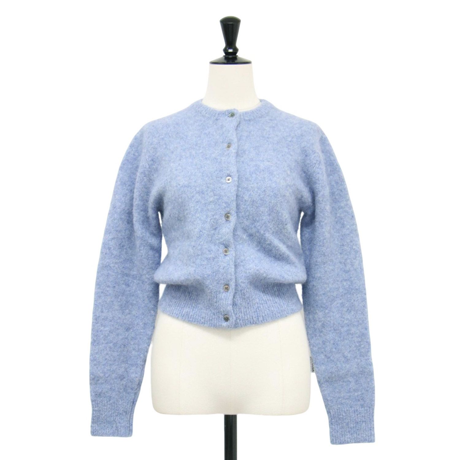 STEVEN ALAN スティーブンアラン カーディガン ブルー サイズ 23秋冬 ウール ナイロン モヘヤ ショート カーディガン ニット 長袖 クルーネック トップス セーター レディース