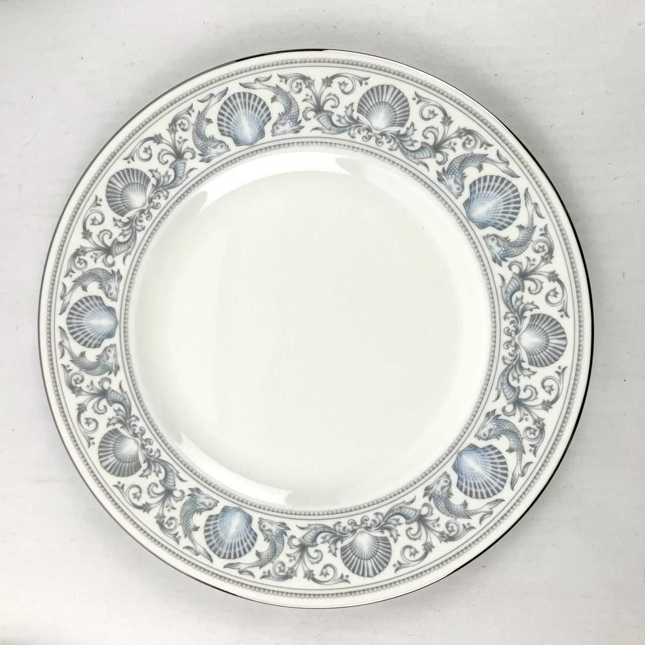 WEDGWOOD ウェッジウッド ディナープレート6枚セット ディナー皿 ドルフィン ホワイト 銀彩 イギリス製 ボーンチャイナ 27.5cm