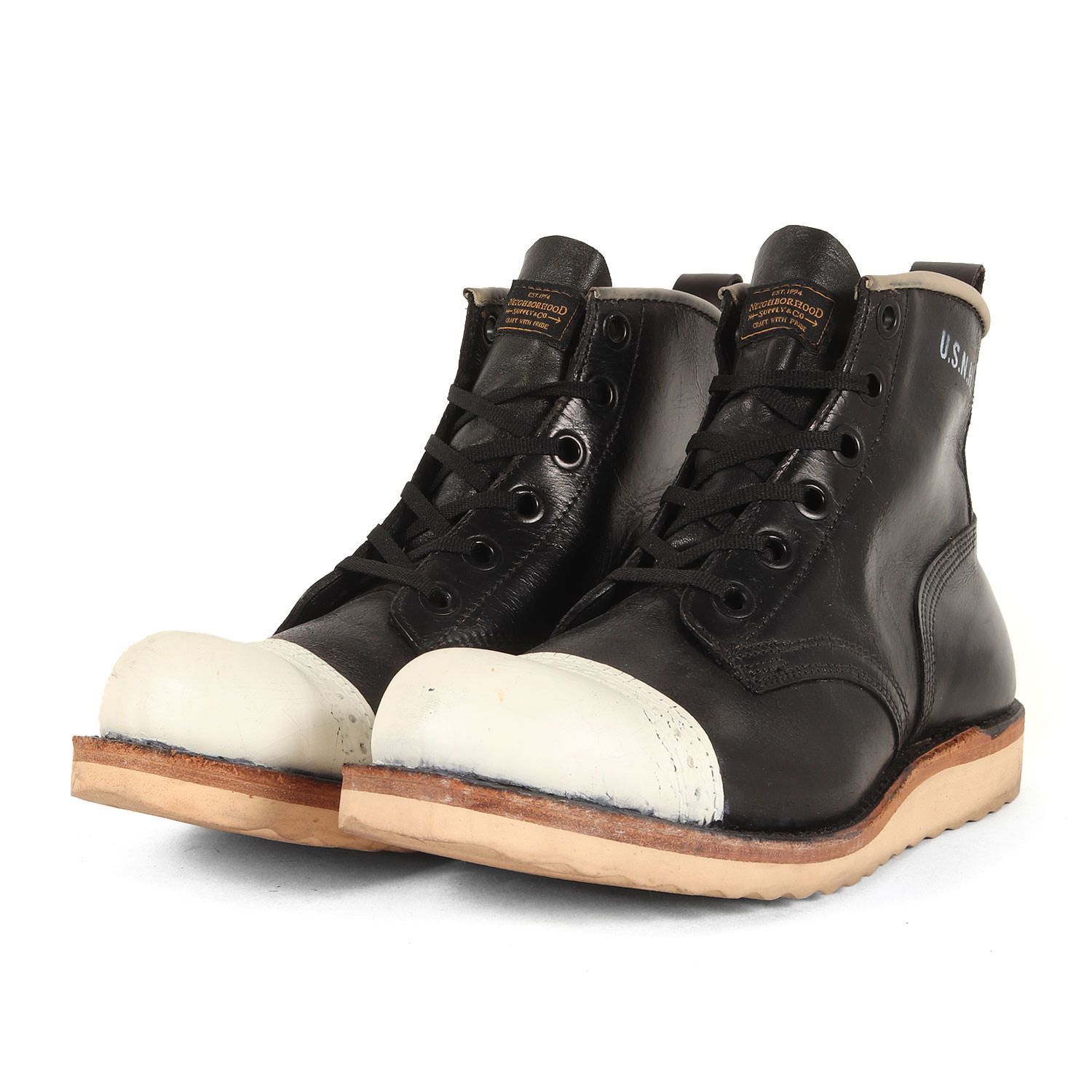 NEIGHBORHOOD ネイバーフッド サイズ US8.5 26.5cm IrregulaR by ZIP STEVENSON リメイク キャップトゥ レザー ブーツ ブラック 黒 ブランド シューズ 靴 メンズ