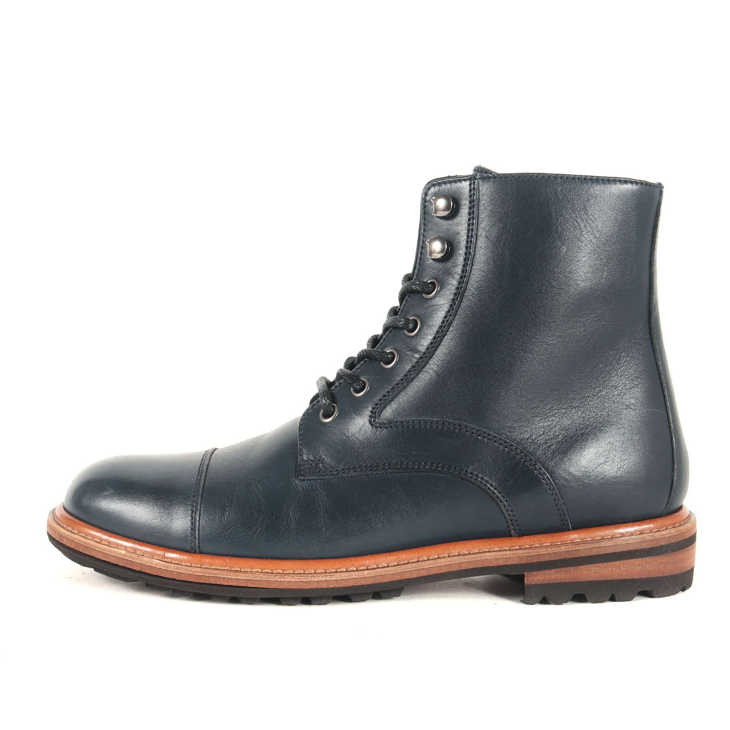 DOLCE-GABBANA ドルチェ-ガッバーナ サイズ 6 キャップトゥ レースアップ レザー ブーツ ネイビー 紺 イタリア製 ブランド シューズ 靴 メンズ