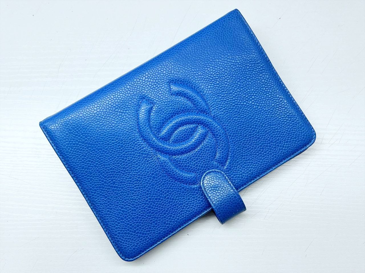 CHANEL シャネル ココマーク キャビアスキン システム手帳 B5 ブルー 6穴