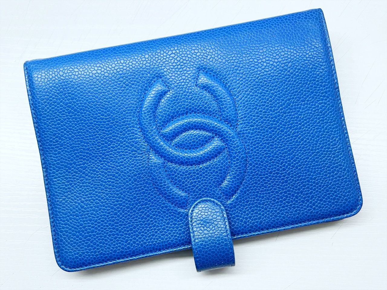 CHANEL シャネル ココマーク キャビアスキン システム手帳 B5 ブルー 6穴