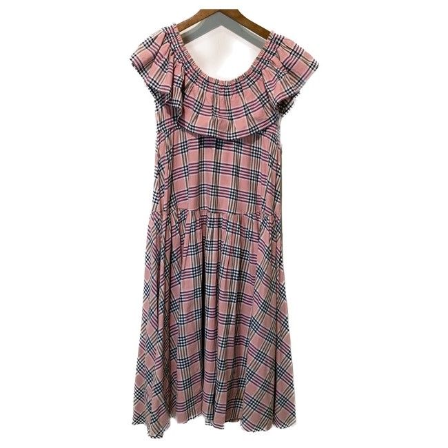 KENZO ワンピース ノースリーブ 総柄 チェック柄 ロング丈 フリル 古着