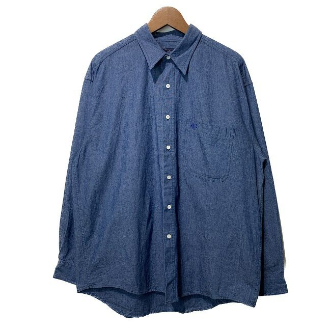 GAP 長袖シャツ 90’s gap ワンポイントロゴ 無地 ロゴ刺しゅう ポケット付き デニム ビッグサイズ 古着