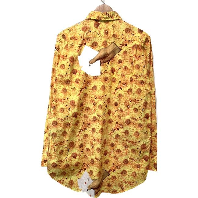 Paul Smith 柄シャツ 長袖 シャツ トップス 総柄 コットン 向日葵 トランプ イタリア製 オーバーサイズ 古着
