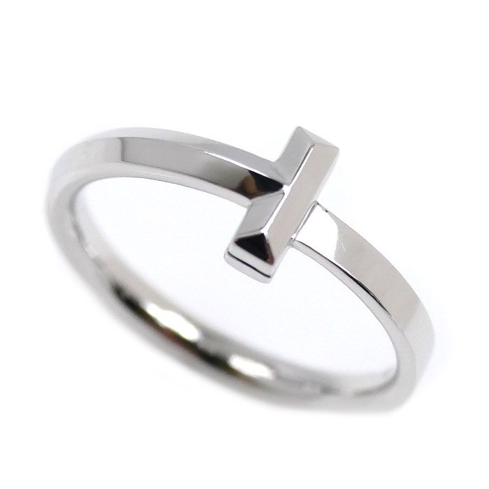 TIFFANY-Co. ティファニー K18WG ホワイトゴールド Tワン ナロー リング 指輪 69278280 17号 4.5g ユニセックス