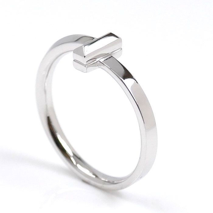 TIFFANY-Co. ティファニー K 18 WG ホワイトゴールド Tワン ナロー リング 指輪 17号 4.5 g ユニセックス