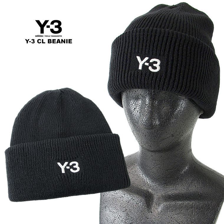 Y-3 ワイスリー クラシックビーニー 男女兼用 ニット帽 羊毛 ニット帽 帽子 ニットキャップ ワンポイント ロゴ刺繍 羊毛ウール 暖かい 防寒 ギフト プレゼント ユニセックス 男女兼用