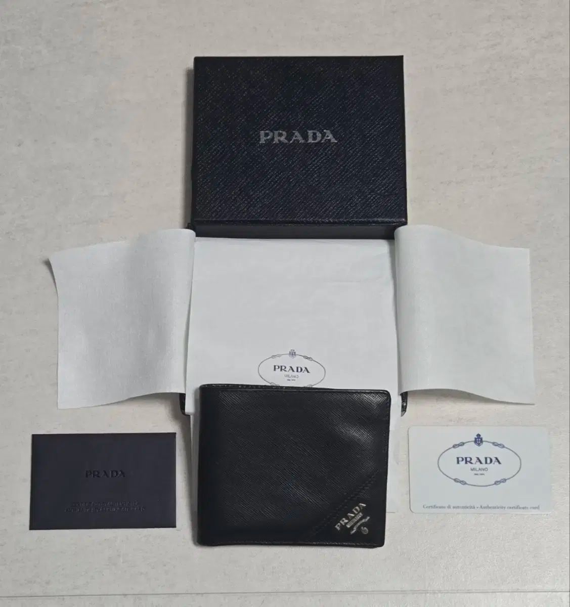 PRADA プラダ サフィアーノ ブラック 二つ折り財布 フルセット