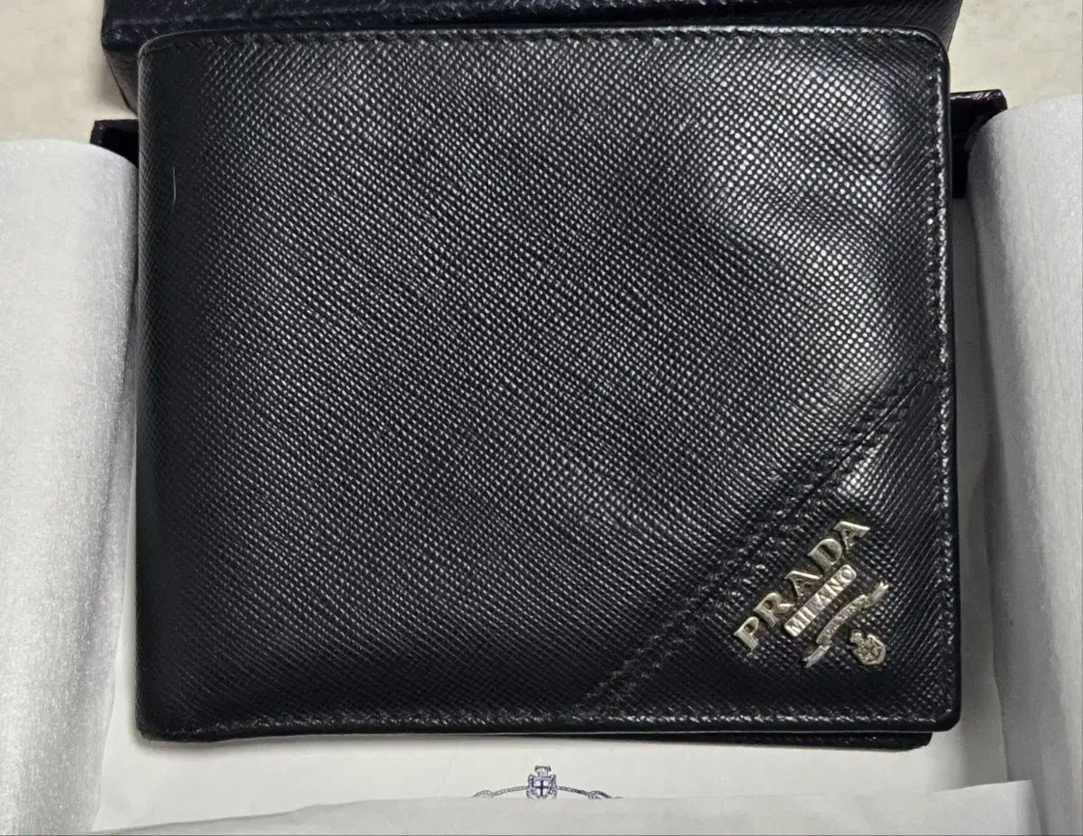 PRADA プラダ サフィアーノ ブラック 二つ折り財布 フルセット