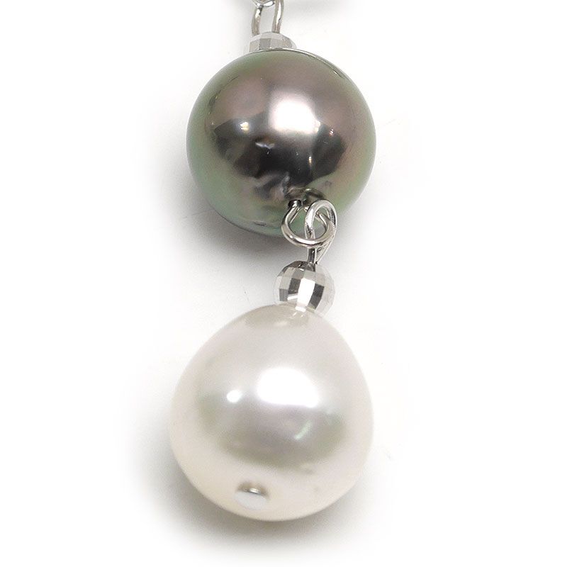 パールイヤリング K 14 WG クロチョウ シロチョウ12.1-12.3 mm