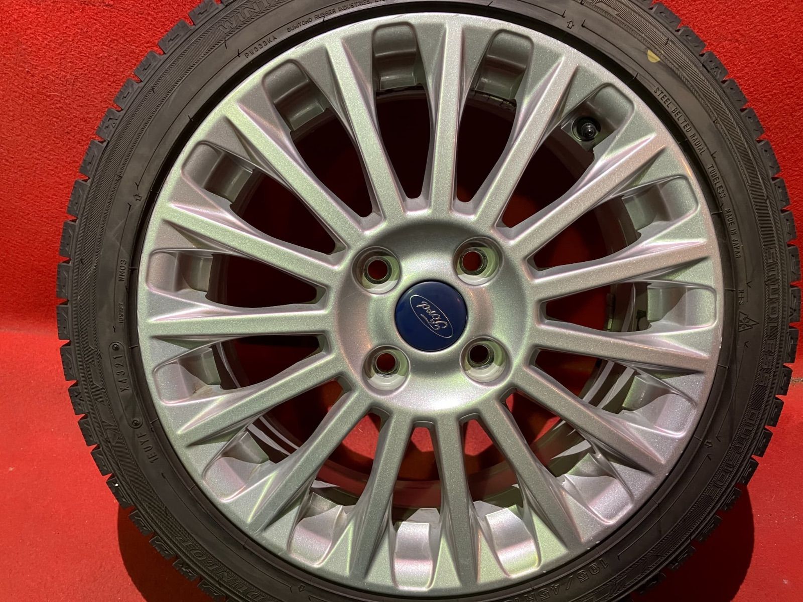  スタッドレスタイヤホイールセット 195 45 R 16 DUNLOP WM 03 x 6 5 47 108 4 H hub 64 mm フォード フィエスタ 4本SET 16インチ タイヤ ホイールセット