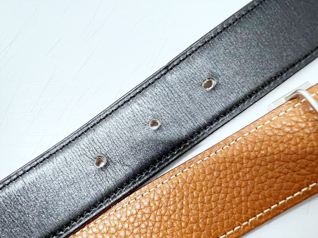 HERMES エルメス 》ブラック×ブラウン リバーシブル Hベルト 70 HERMES