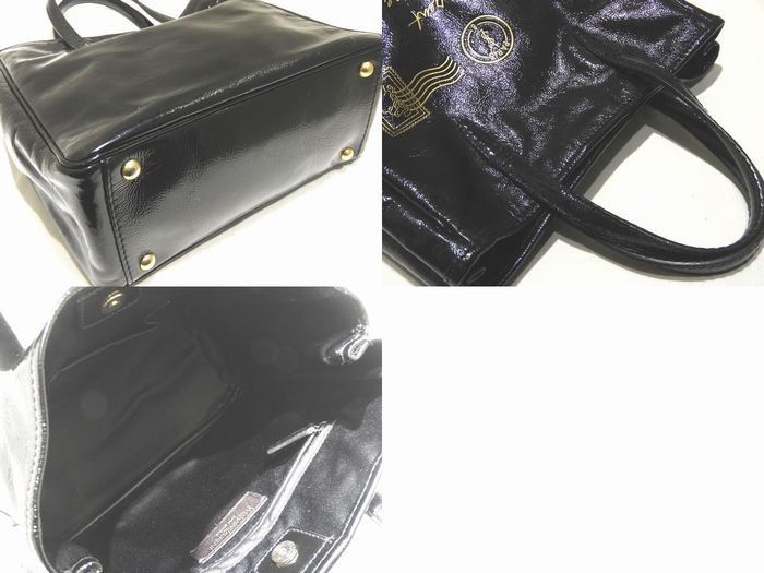 イヴサンローラン トートバッグ Yメール 197699 ブラック エナメル ハンドバッグ レディース YVESSAINTLAURENT 7K