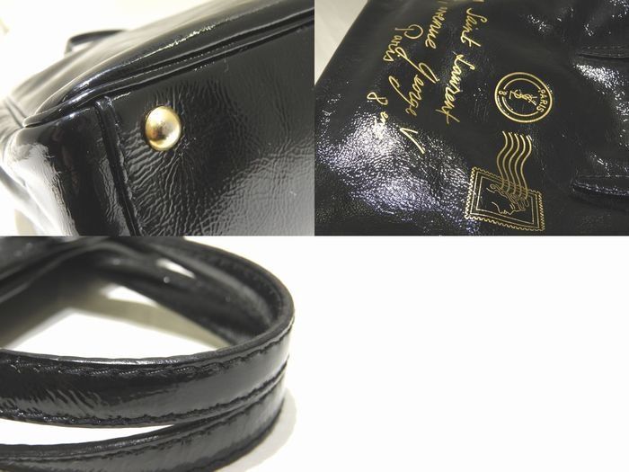  イヴサンローラン トートバッグ Yメール 197699 ブラック エナメル ハンドバッグ レディース 7 K トートバッグ バッグ