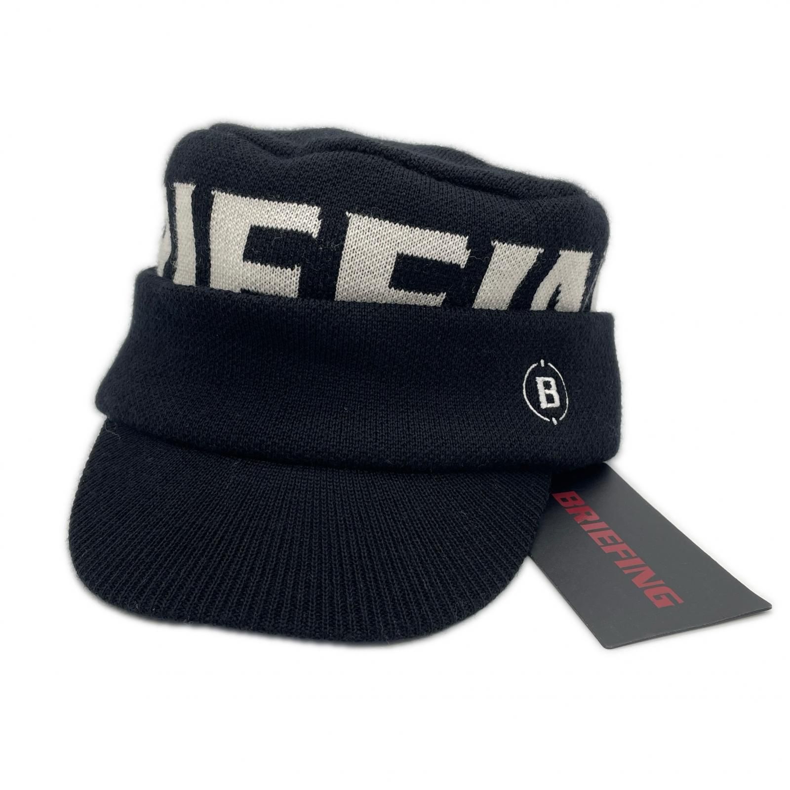 ブリーフィング BRIEFING つば付ニット帽 フリー 黒 ブラック ビッグロゴ スタイリッシュ