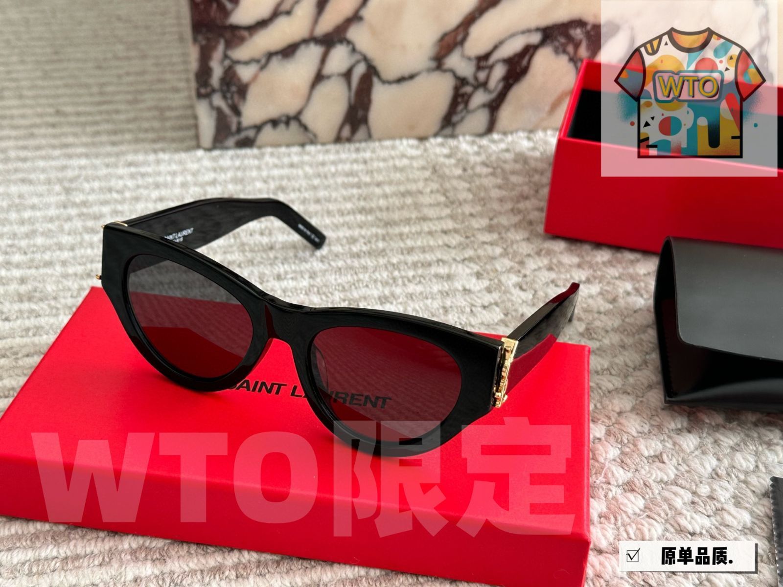 今日 YSL キャットアイ サングラス レゴロゴ付き-WTO輸入1