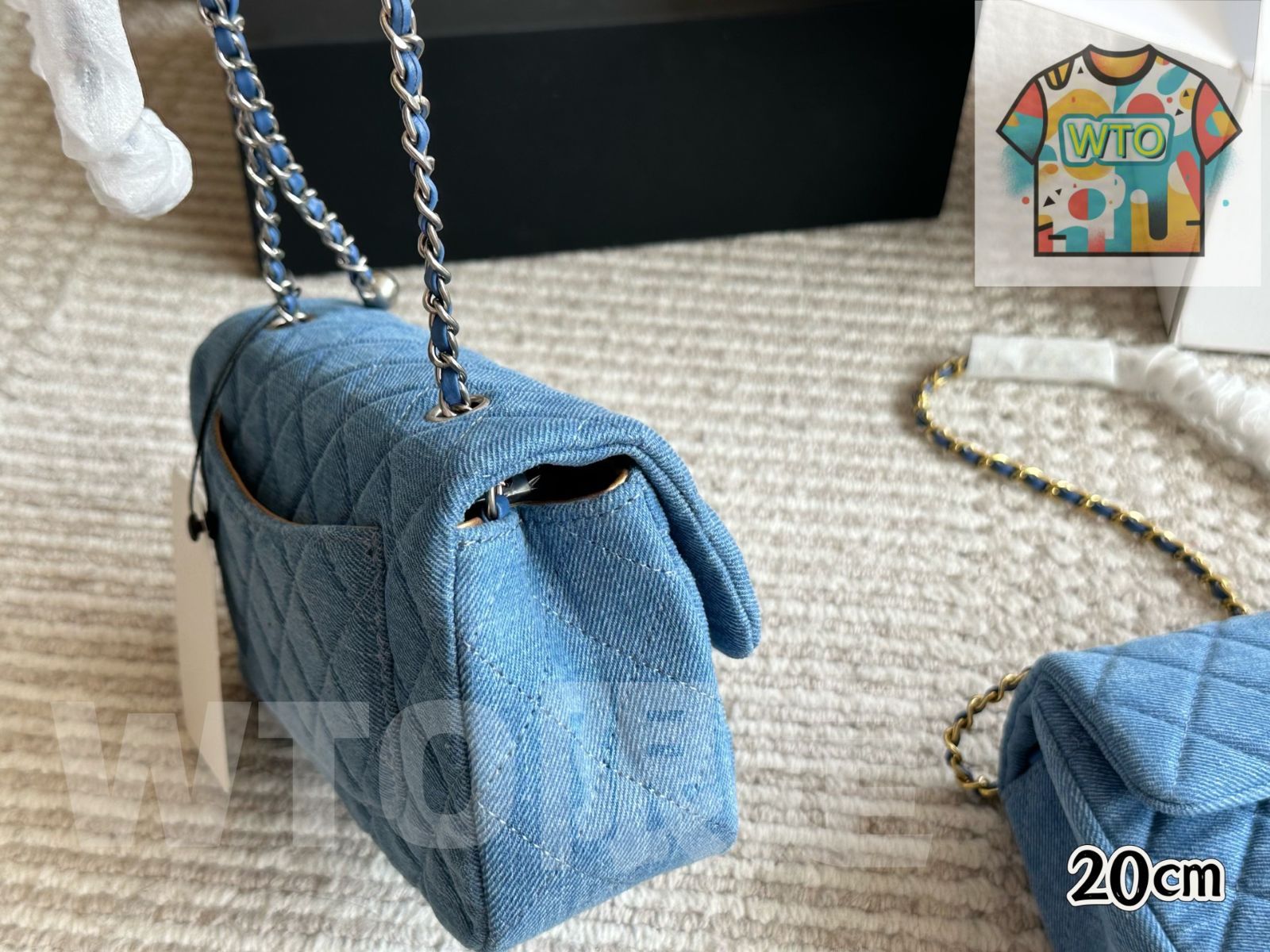  今日 Chanel デニム ゴールドボール クラシックフラップ 20 cm-WTO輸入1 ショルダーバッグ ショルダーバッグ