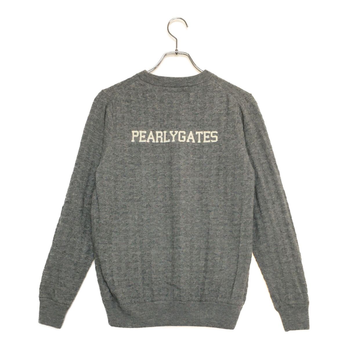 レディース パーリーゲイツ PEARLY GATES セーター 1 M グレー 裏地付き 長袖 クルーネック 織柄