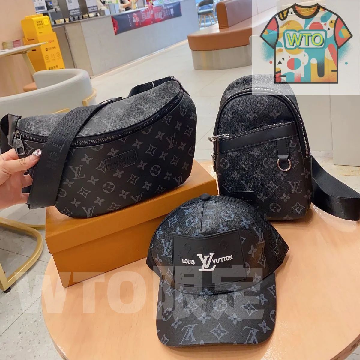 LOUIS VUITTON ルイヴィトン メンズ ボディーバッグ ウエストポーチ 帽子 3点セットバッグ| | --WTO輸入3