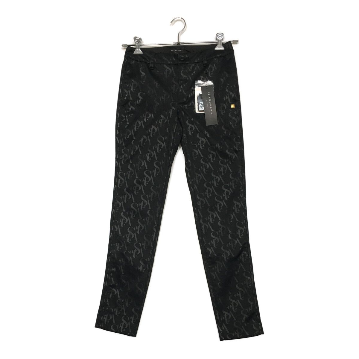 レディース セントアンドリュース StANDREWS パンツ M 黒 ブラック ロゴ総柄 裏微起毛