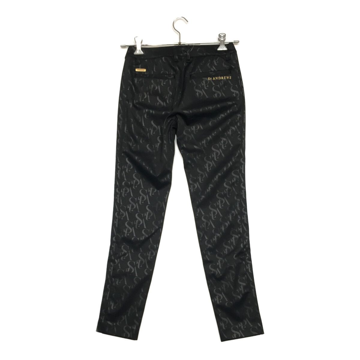レディース セントアンドリュース StANDREWS パンツ M 黒 ブラック ロゴ総柄 裏微起毛