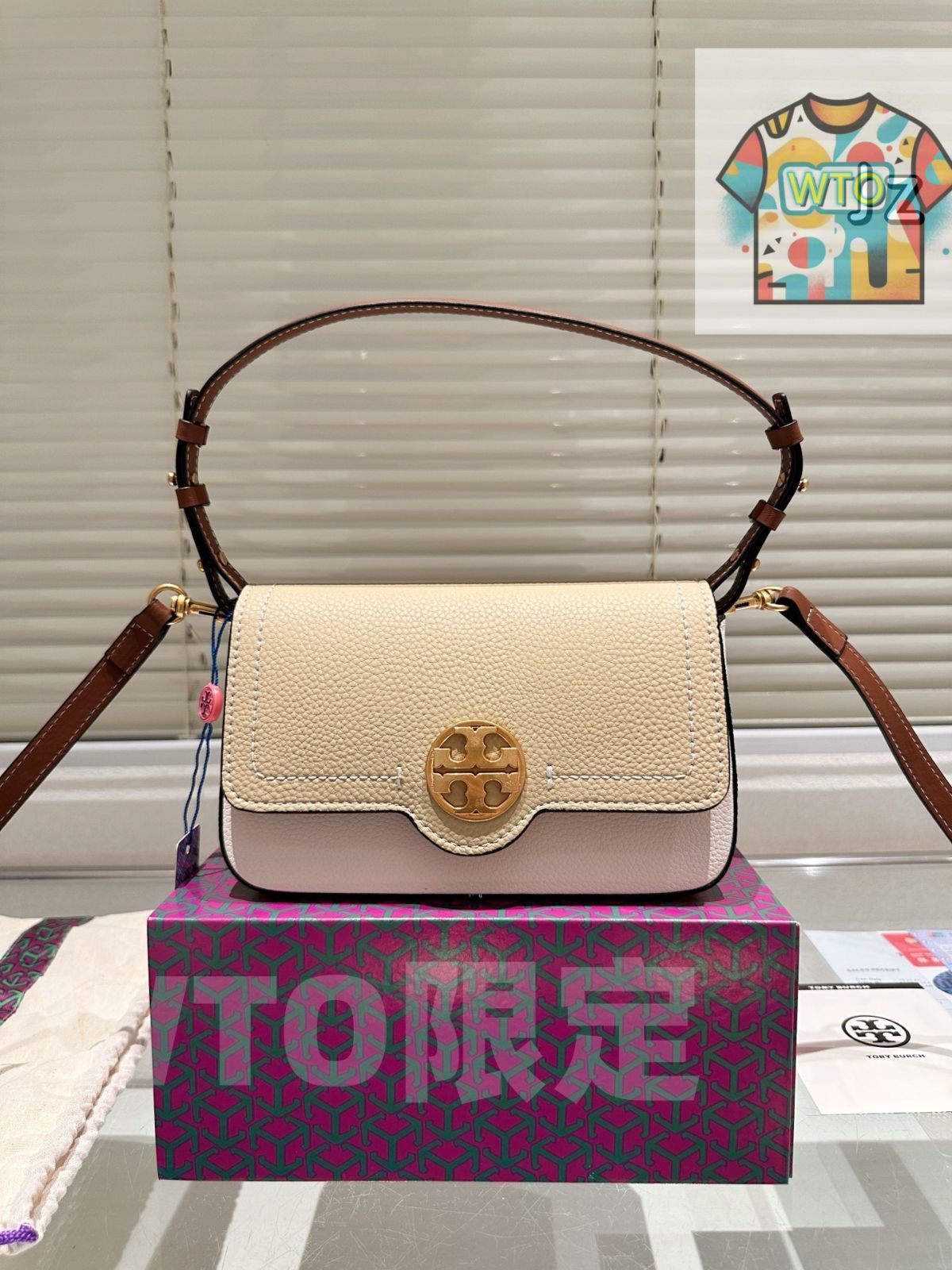 今日 Tory Burch Cowhide Leather Shoulder Bag トーリーバーチ 牛革 ショルダーバッグ 20×12cm ギフトボックス付き-WTO輸入1