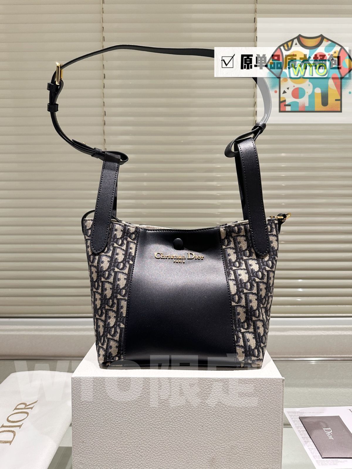 今日 Christian Dior 2025 SS Signaturea Bucket Bag ブルーオブリーク バケットバッグ 21×19×11cm-WTO輸入1