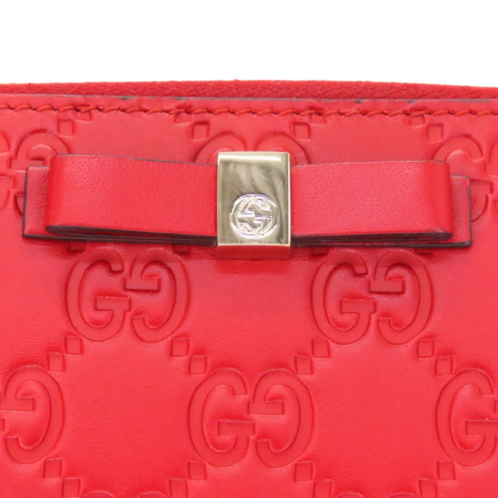 GUCCI赤財布 中古】GUCCI グッチ ラウンドファスナー 財布 長財布 388680 リボン